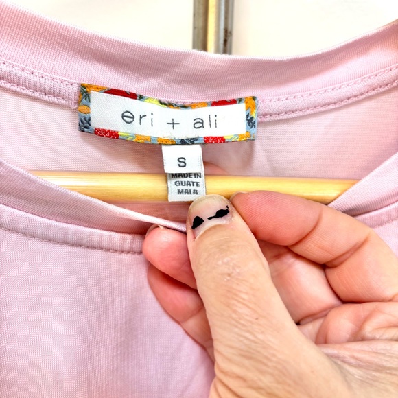 Anthropologie Eri + Ali Pink Cap Sleeve Blouse Size Small Cottagecore Pilates - Picture 2 of 6